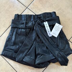 For Love And Lemons Black Faux Leather Shorts